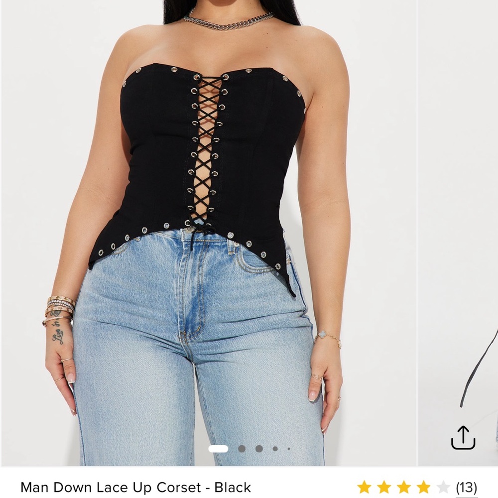 Fashion Nova Black Lace-Up Corset Top